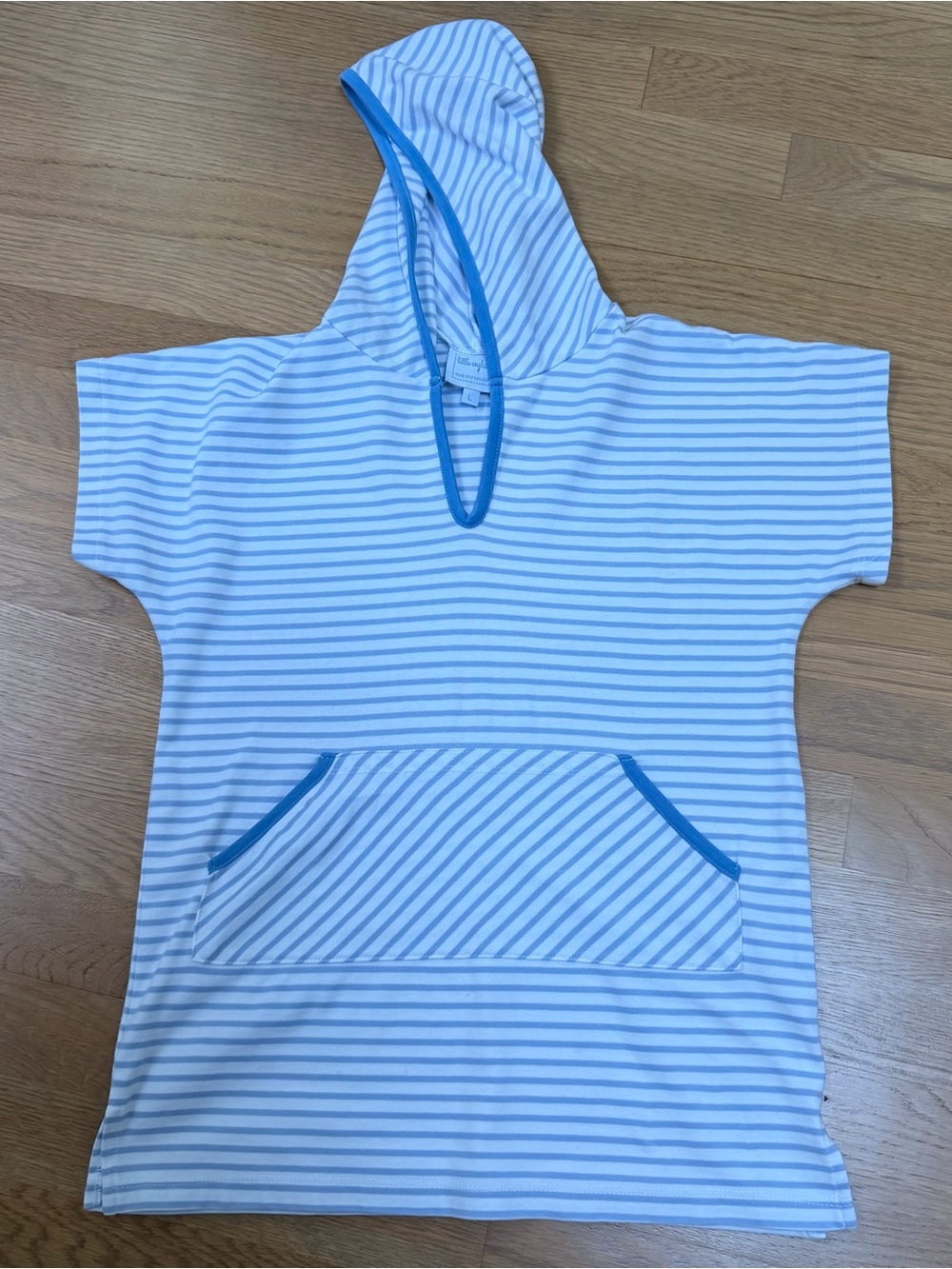 Little English Blue & White Striped Hooded Swim Poncho Popover Pool Beach